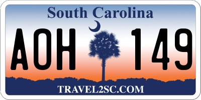 SC license plate AOH149