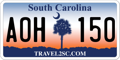 SC license plate AOH150