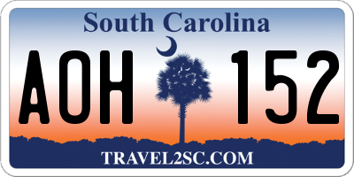 SC license plate AOH152
