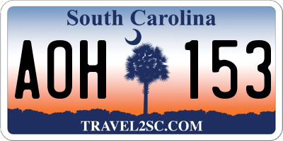 SC license plate AOH153