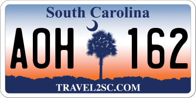 SC license plate AOH162