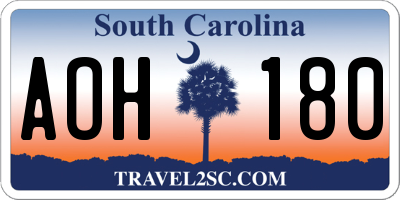 SC license plate AOH180