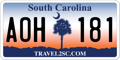 SC license plate AOH181