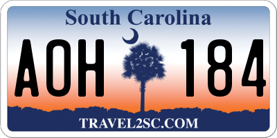 SC license plate AOH184
