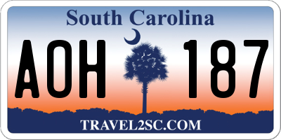 SC license plate AOH187