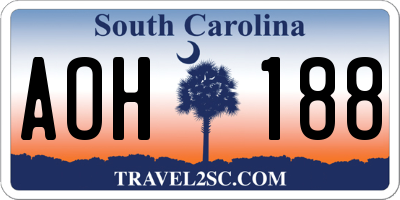 SC license plate AOH188