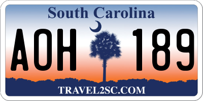 SC license plate AOH189