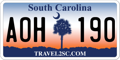 SC license plate AOH190