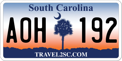 SC license plate AOH192