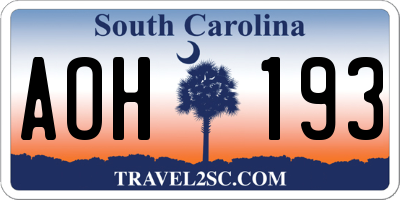 SC license plate AOH193
