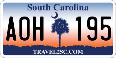 SC license plate AOH195