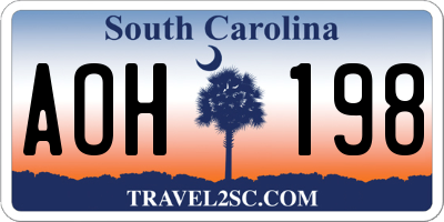 SC license plate AOH198