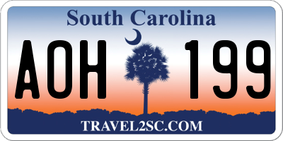 SC license plate AOH199