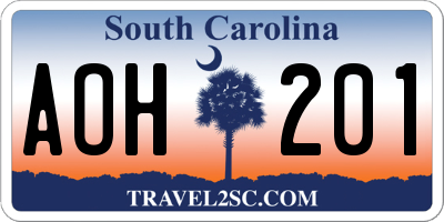 SC license plate AOH201