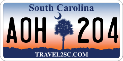 SC license plate AOH204