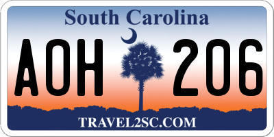 SC license plate AOH206