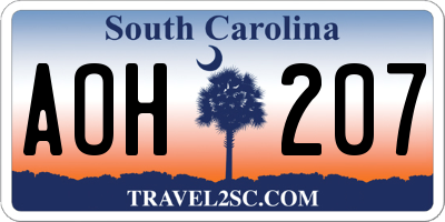 SC license plate AOH207