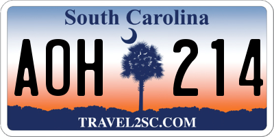 SC license plate AOH214