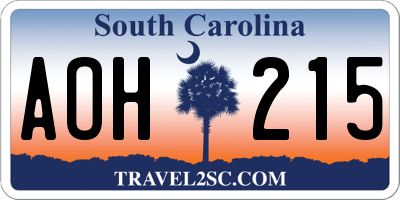 SC license plate AOH215