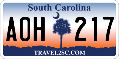 SC license plate AOH217