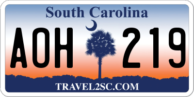 SC license plate AOH219