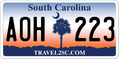 SC license plate AOH223