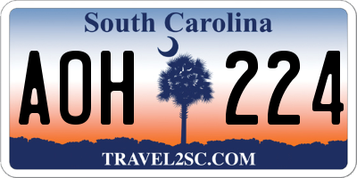 SC license plate AOH224