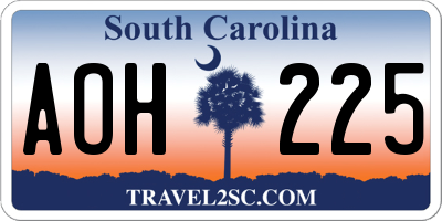 SC license plate AOH225