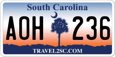 SC license plate AOH236