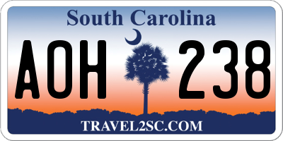 SC license plate AOH238