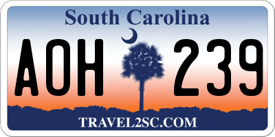 SC license plate AOH239