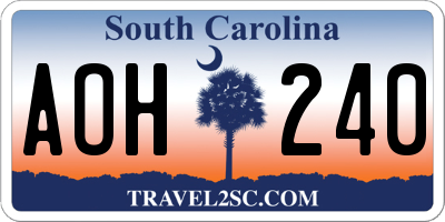 SC license plate AOH240