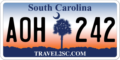 SC license plate AOH242