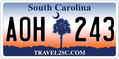 SC license plate AOH243