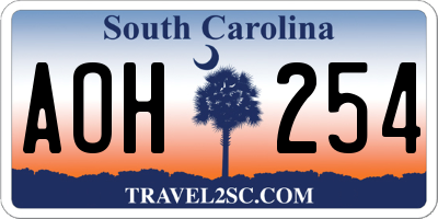 SC license plate AOH254