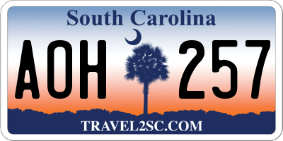 SC license plate AOH257