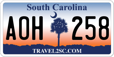 SC license plate AOH258