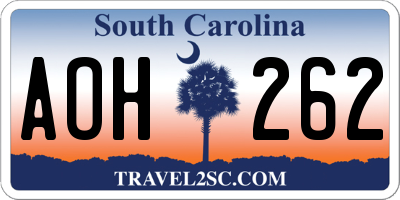 SC license plate AOH262