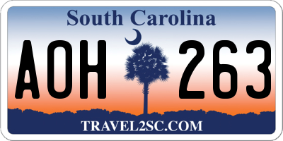 SC license plate AOH263