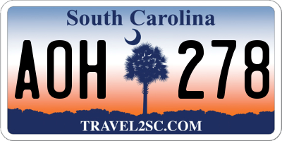 SC license plate AOH278