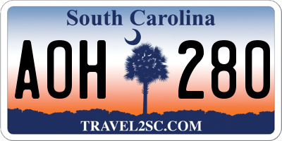 SC license plate AOH280