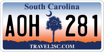 SC license plate AOH281