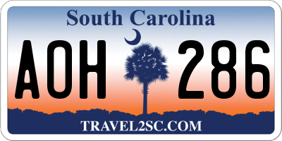 SC license plate AOH286