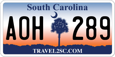 SC license plate AOH289