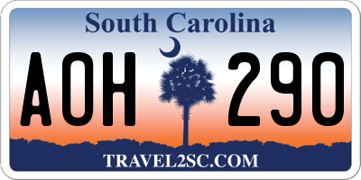 SC license plate AOH290