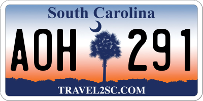 SC license plate AOH291