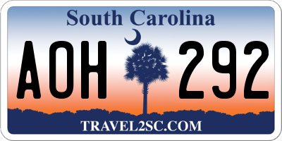 SC license plate AOH292