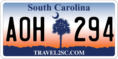 SC license plate AOH294