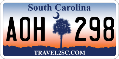 SC license plate AOH298