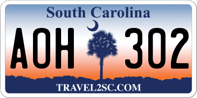 SC license plate AOH302